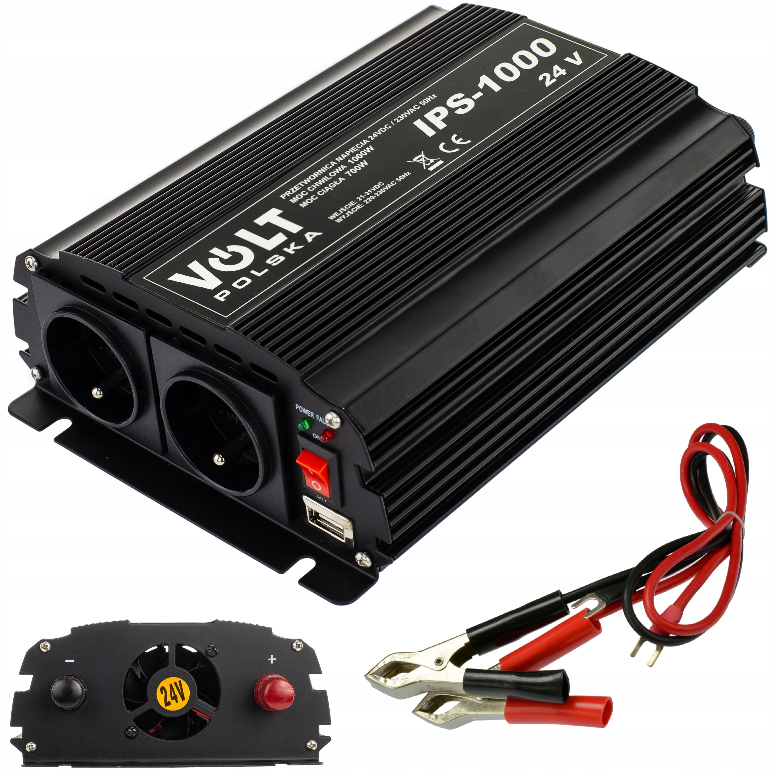 PRZETWORNICA 24V 230V SAMOCHODOWA NAPIĘCIA 1000W