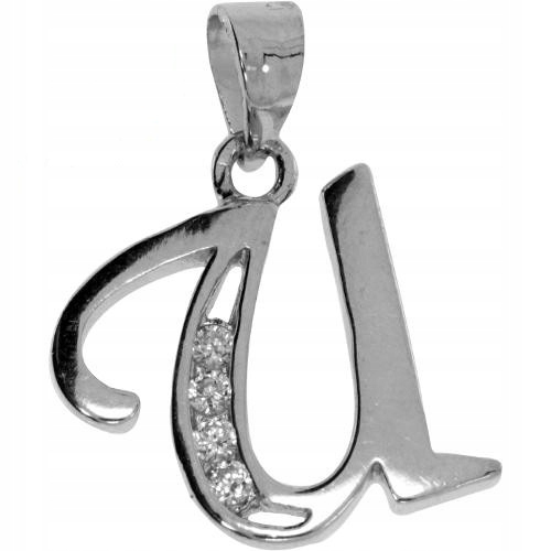 Stříbrný písmenkový přívěsek „u“.