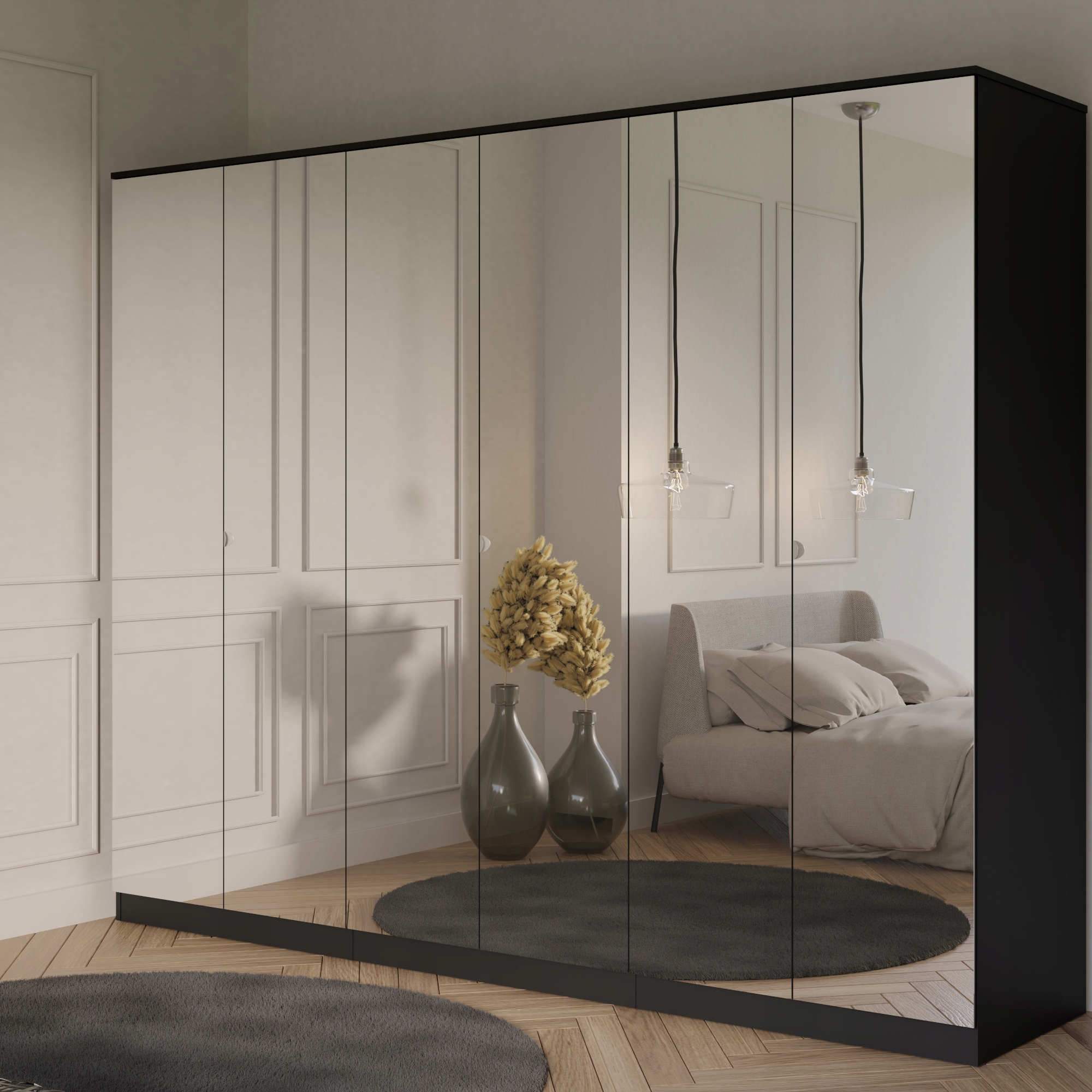 Szafa uchylna z lustrem Monza 6D 240 Czarna