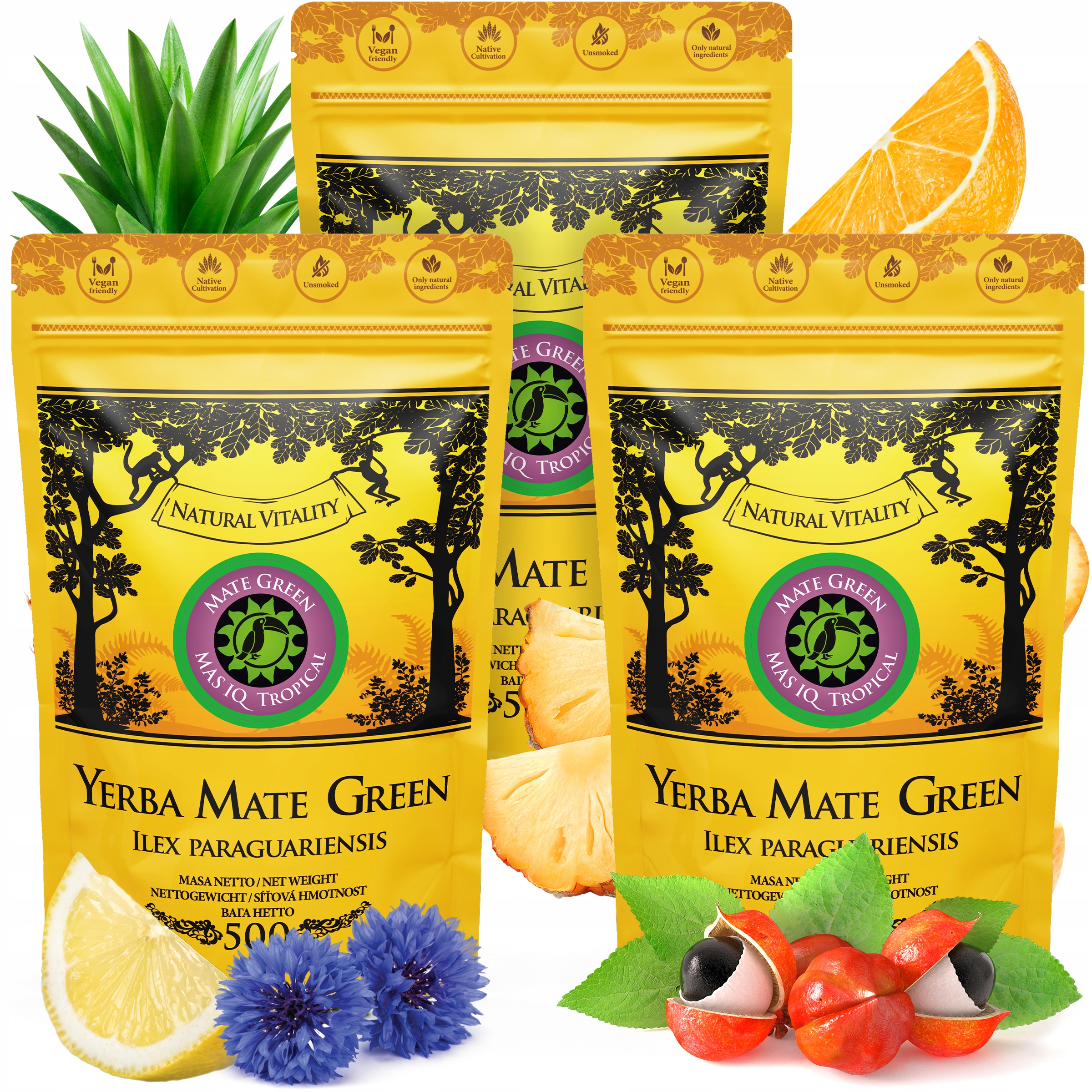 Levně Yerba Mate Green Mas Iq Tropical 1500g Síla tropů Energie 3x 0,5 Kg