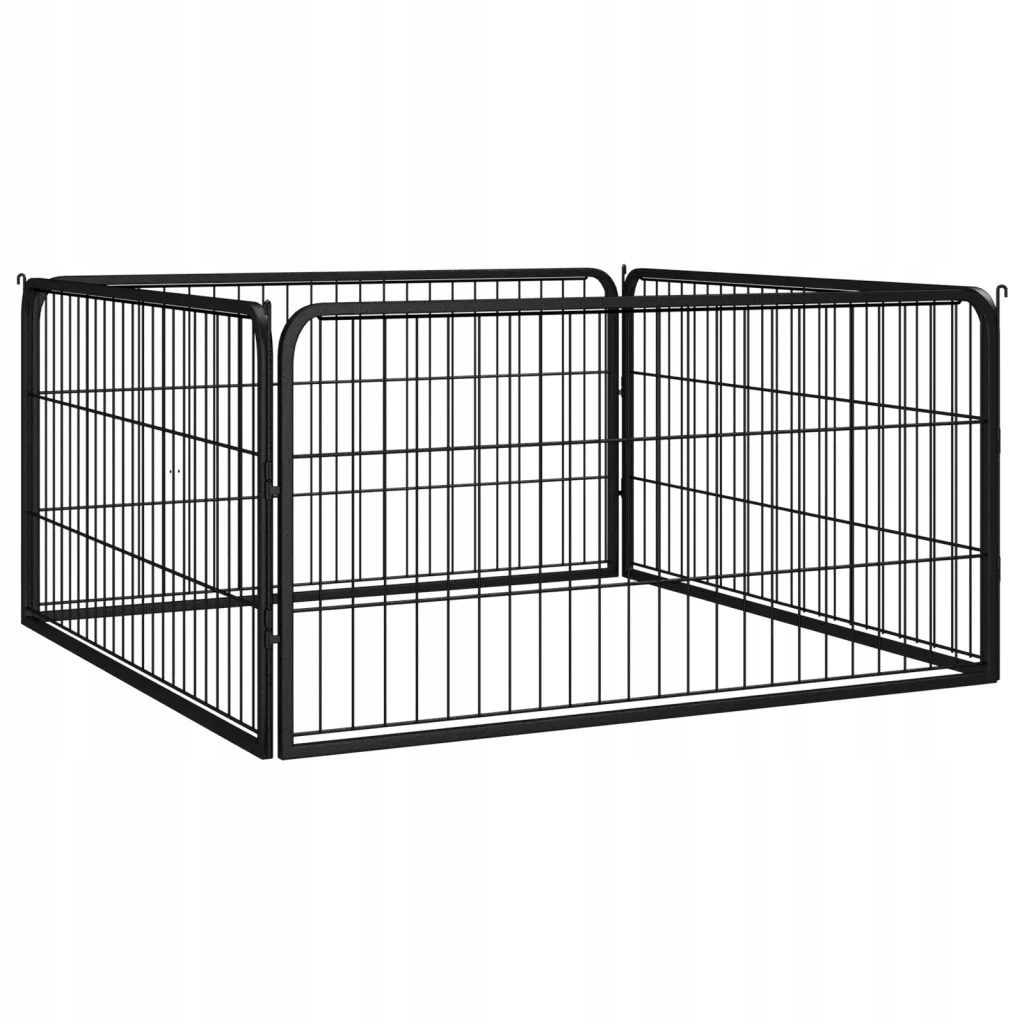 Levně Ohrádka pro psy 4 panely černá 100x50 cm práškovaná ocel