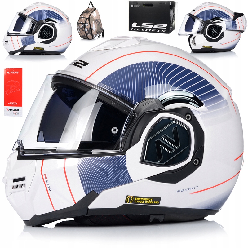 Motocyklová prilba LS2 Advant Cooper White Blue Čeľusťová prilba FF906