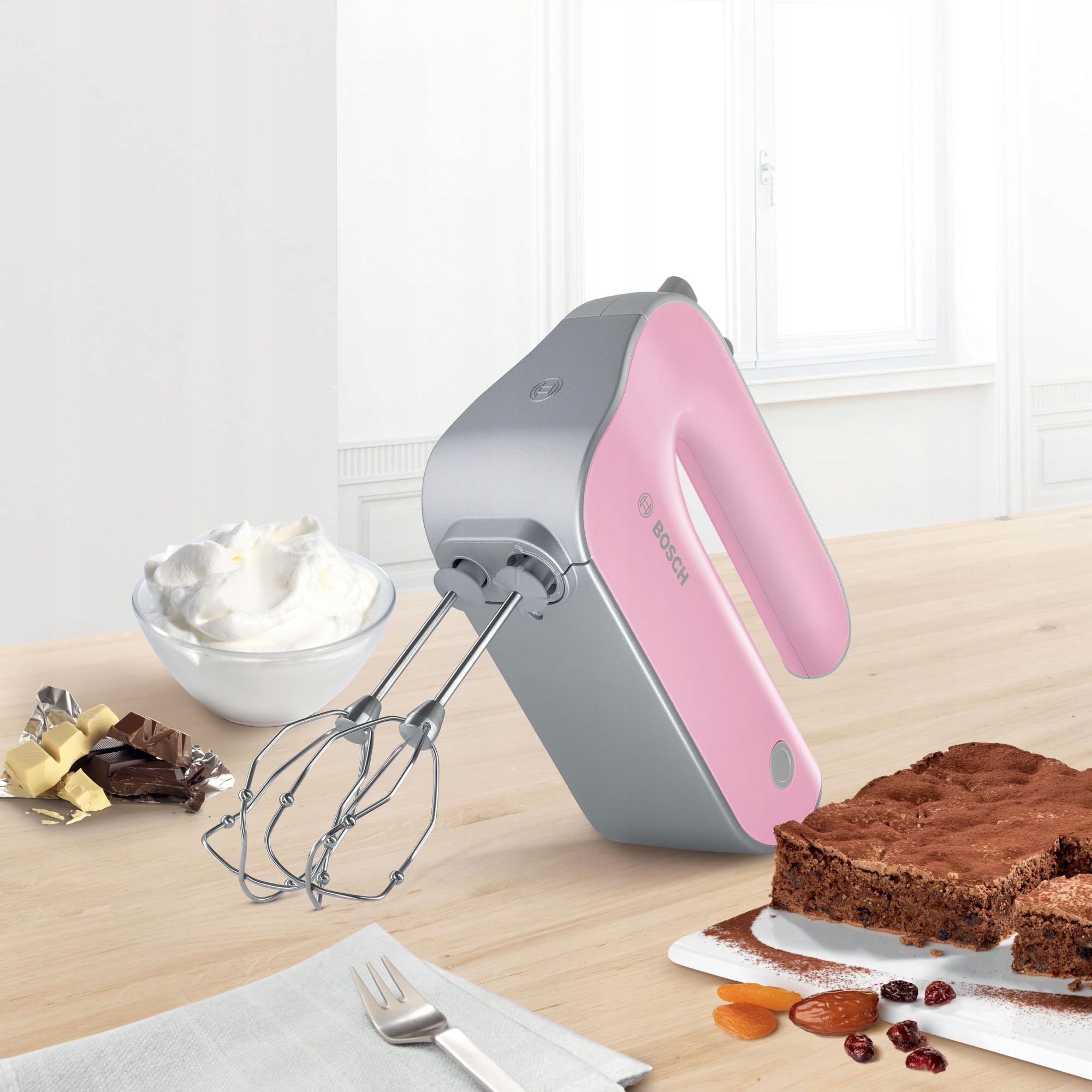 BOSCH Mikser Ręczny 500W Różowy Srebrny Cichy Silnik — miniatura 3