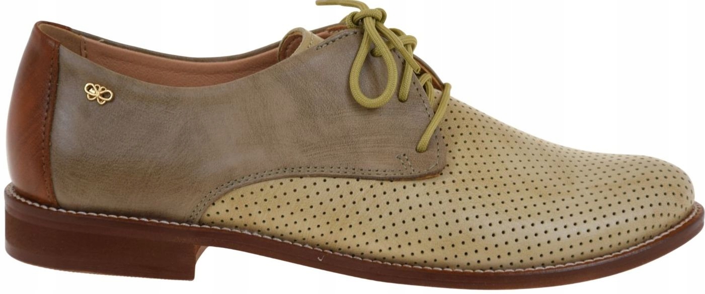 Dámské kožené polobotky béžové elegantní šněrovací Nicoll 4238 VEL.36