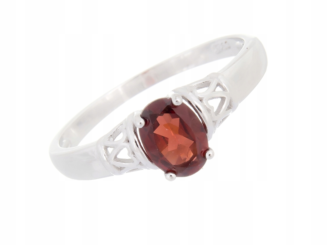 Rhodiem Pokovaný Prstýnek Vel .10 S Přírodním Granátem