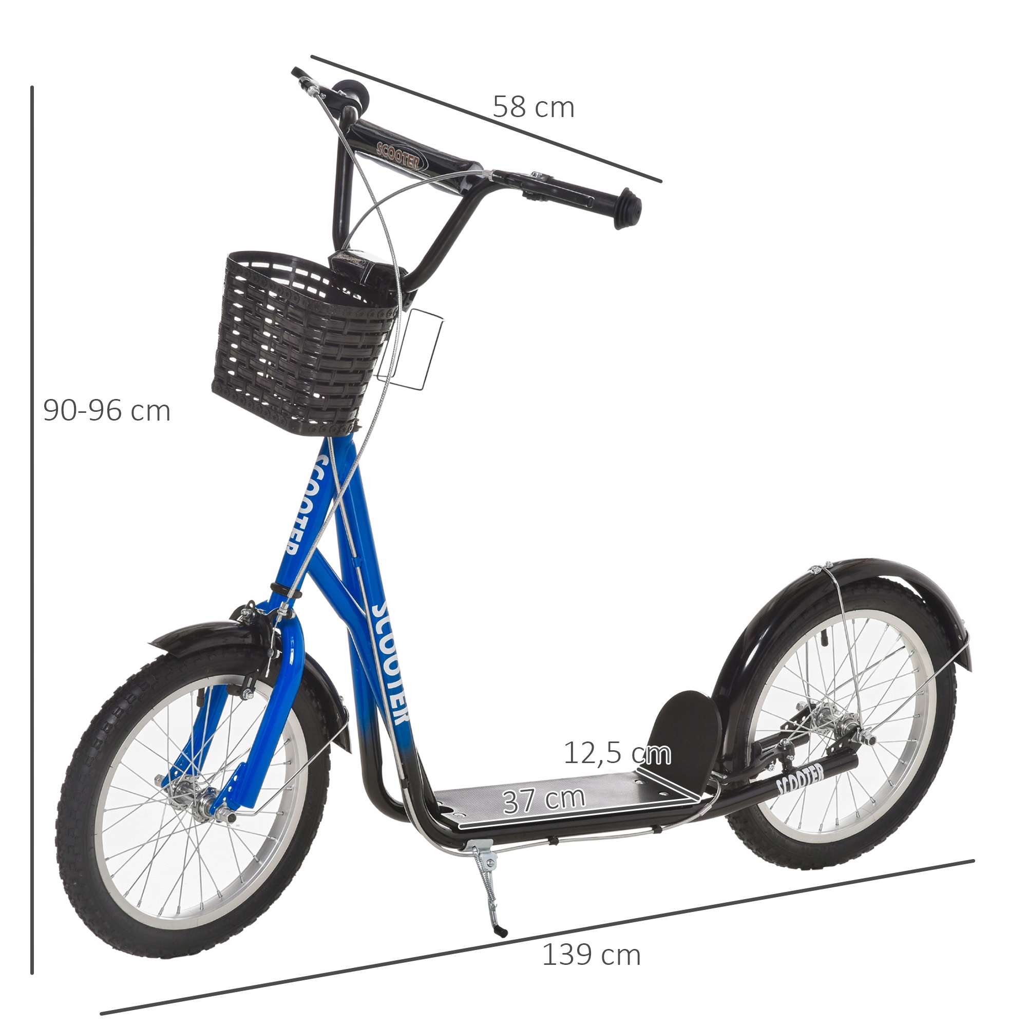 Hulajnoga Scooter 139x58x90-96 cm niebiesko-czarny