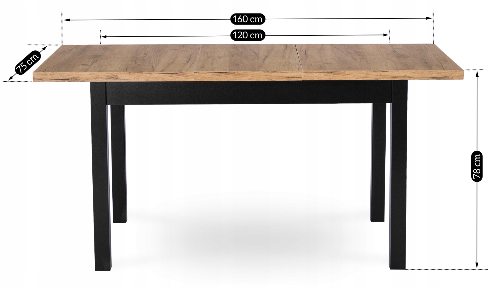 Stół Rozkładany Do Jadalni Salonu Kuchenny Loft Dąb Craft 120-160 SKUBI Materiał płyta MDF