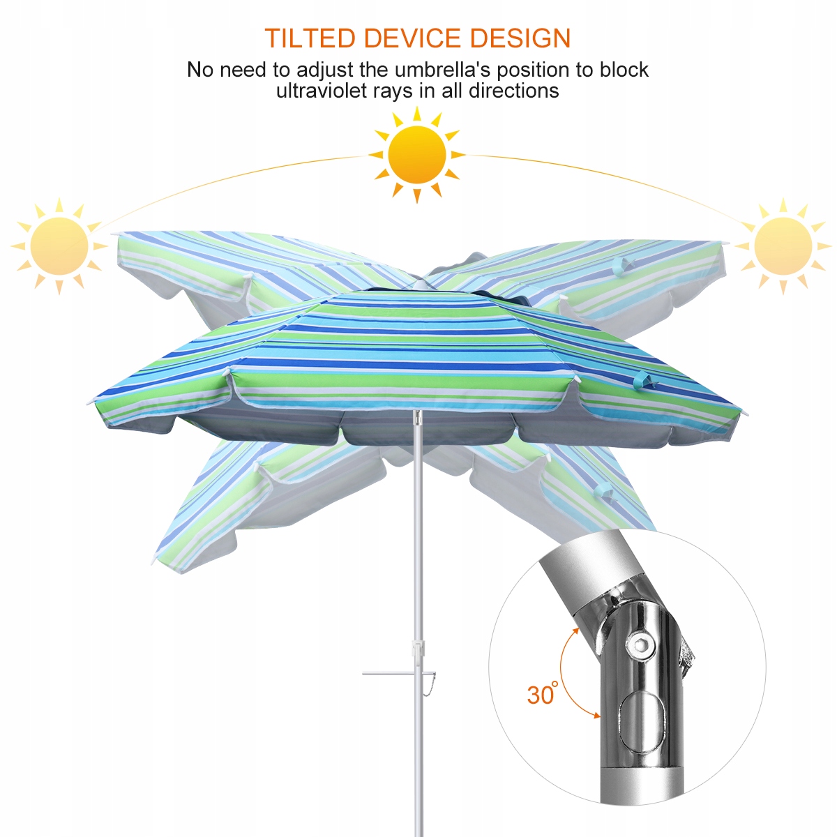 DUŻY PARASOL PLAŻOWY OGRODOWY FILTR UV ŁAMANY SKŁADANY 200cm Marka bez marki