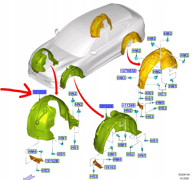 NADKOLE PRZEDNIE LEWE FORD MUSTANG MACH-E 2020-