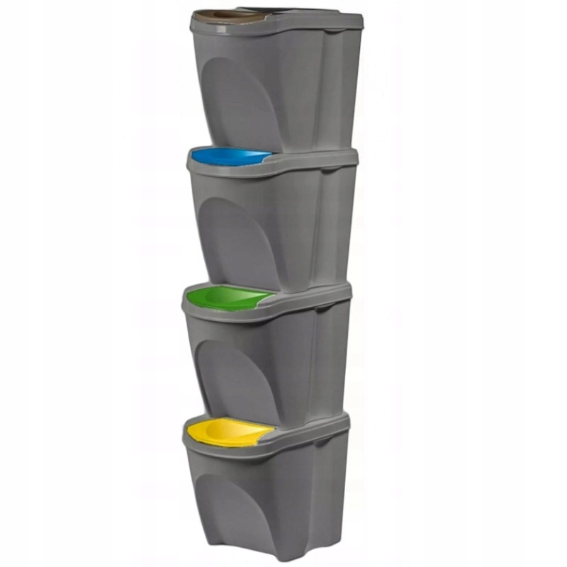 Levně Koš na třídění 25L 39x29x33 4ks vertikální šedý
