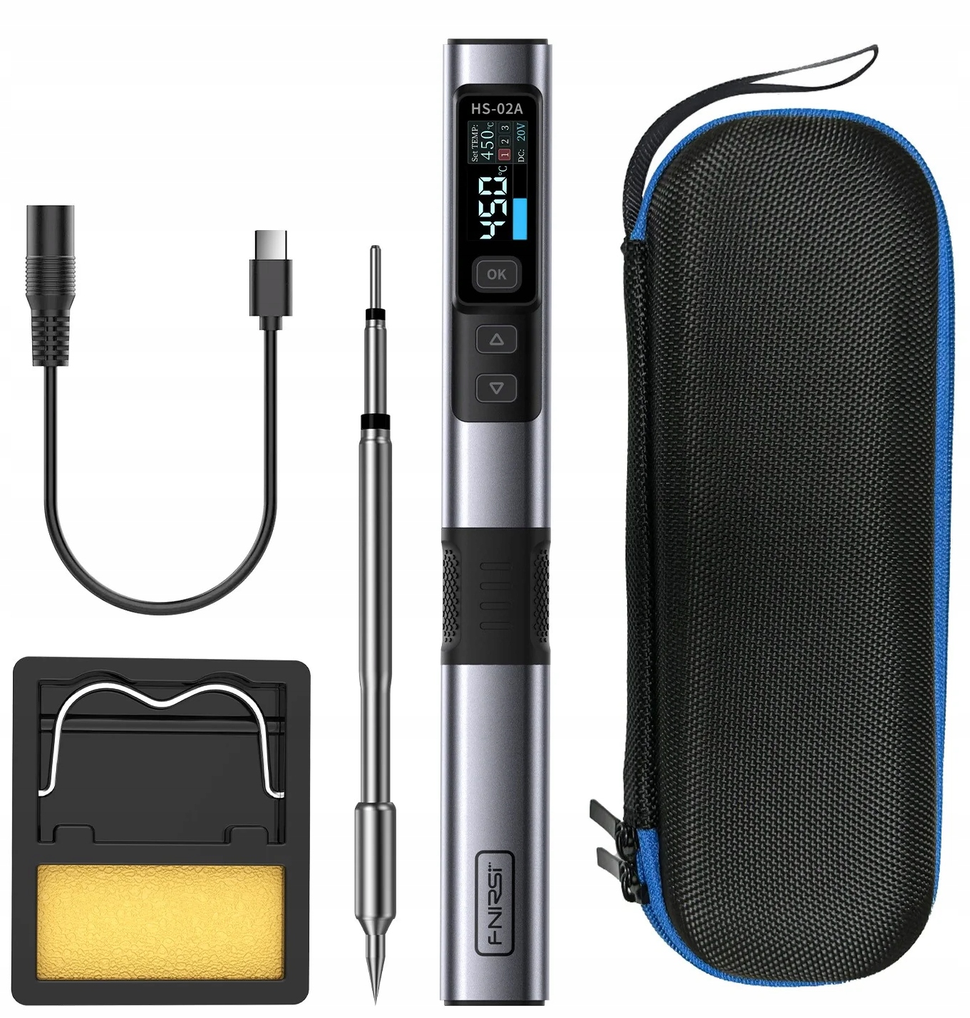 HS-02A inteligentna przenośna lutownica cyfrowa 100W 100-450°C Usb-c Fnirsi