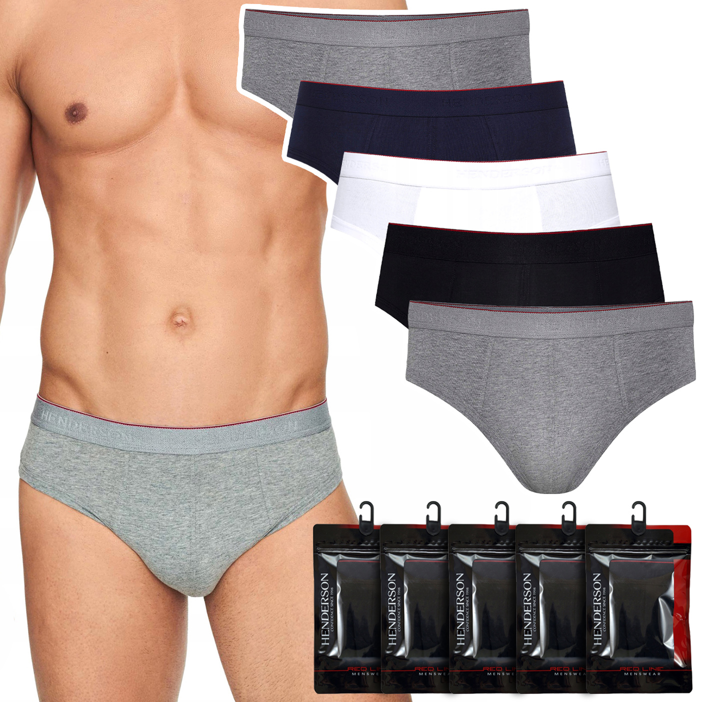 Pánské slipy bavlna Henderson Red Line 5-PAK XL