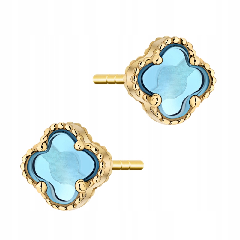 Ženské Zlaté Čtyřlístek 585 Náušnice , Perleť 14K