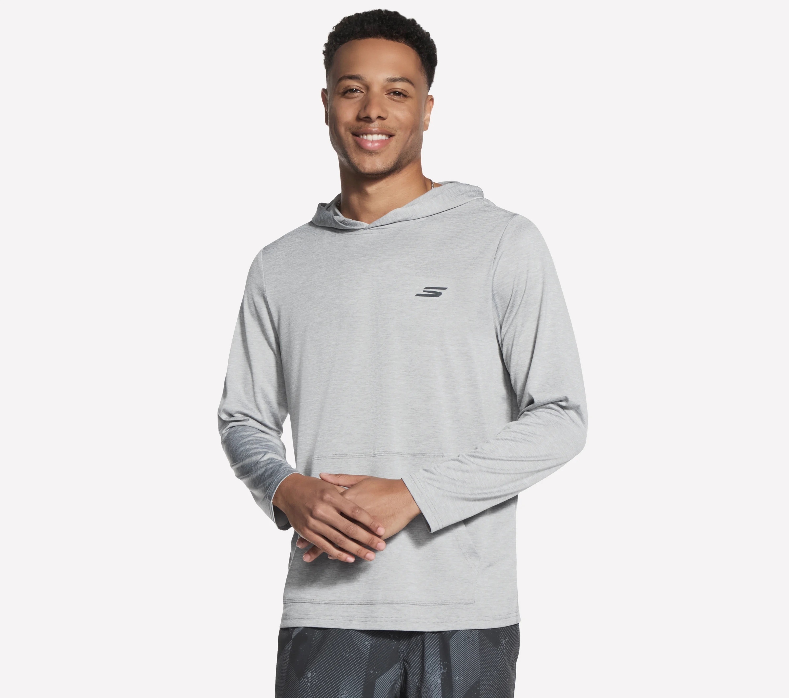 Pánská mikina Skechers Go Dri Charge Hoodie světle šedá LT159 Lgy