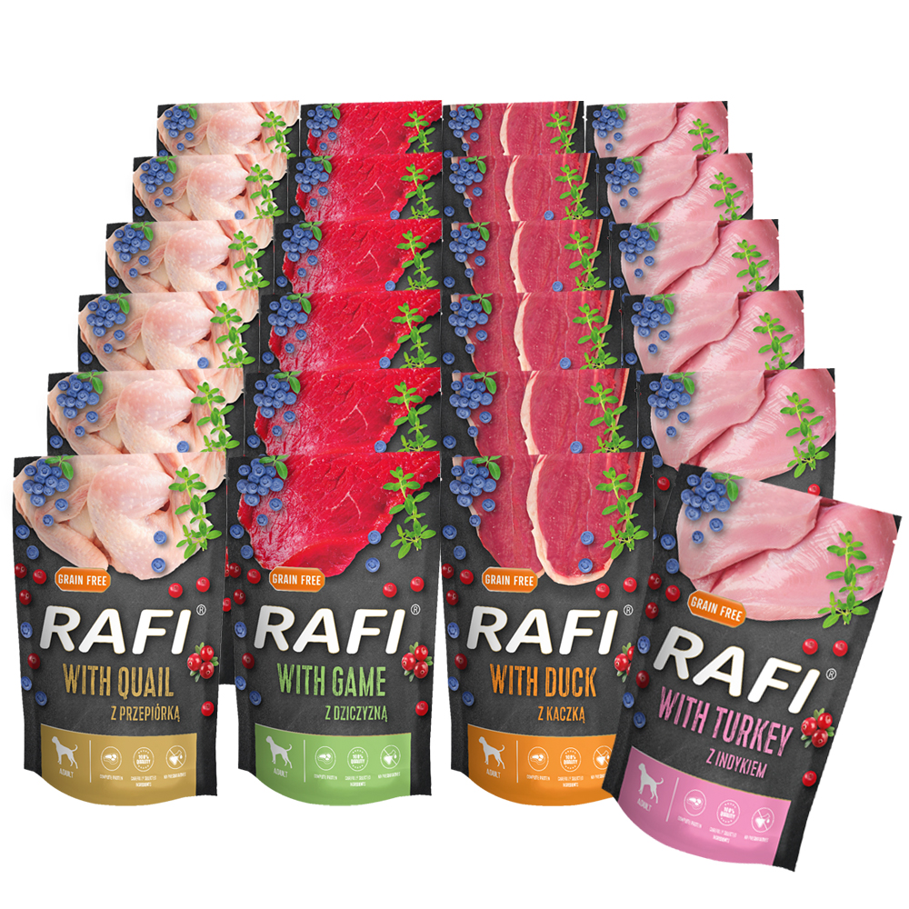 Rafi Premium Vlhké krmivo pro psy Mix chutí 24x500 g