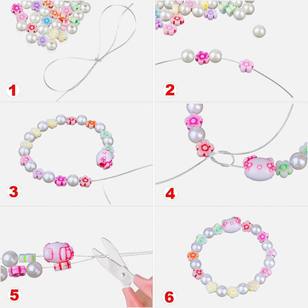 ZESTAW KORALIKÓW DO ROBIENIA BRANSOLETEK BIŻUTERII LITERKI DZIECI PREZENT Marka bez marki