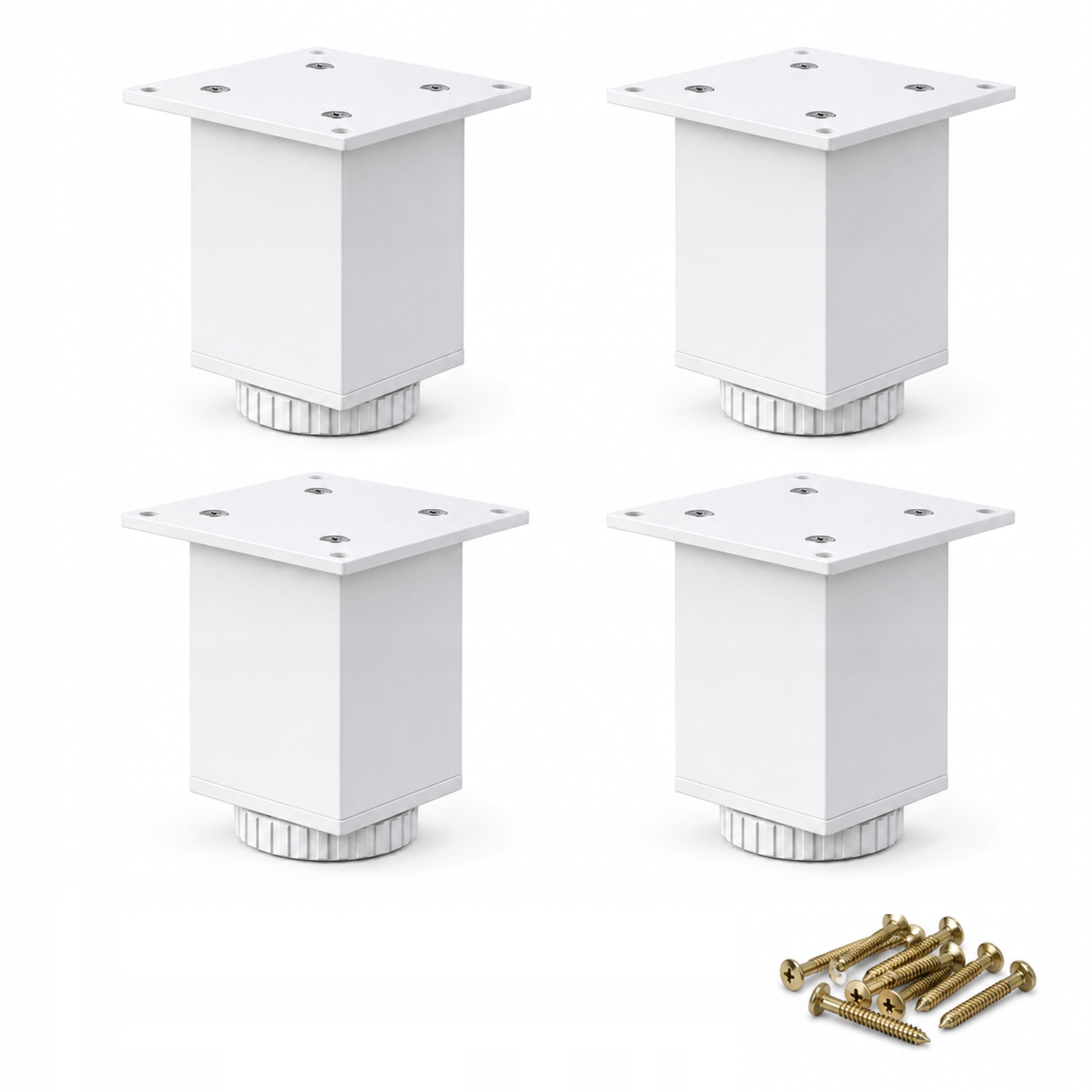 4 x Kovová Noha Nábytková Noha Nastavitelná Bílá 150 MM Vruty