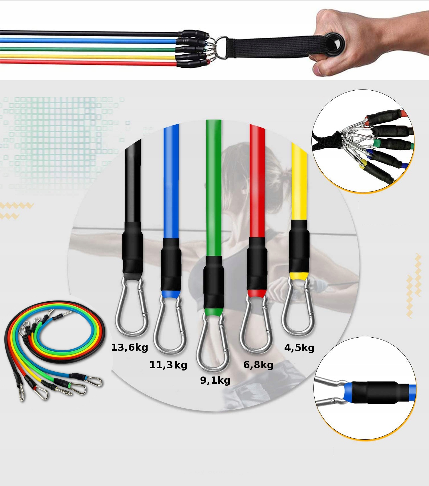 ZESTAW 5 GUM OPOROWYCH DO ĆWICZEŃ TRENINGOWE Stan opakowania oryginalne