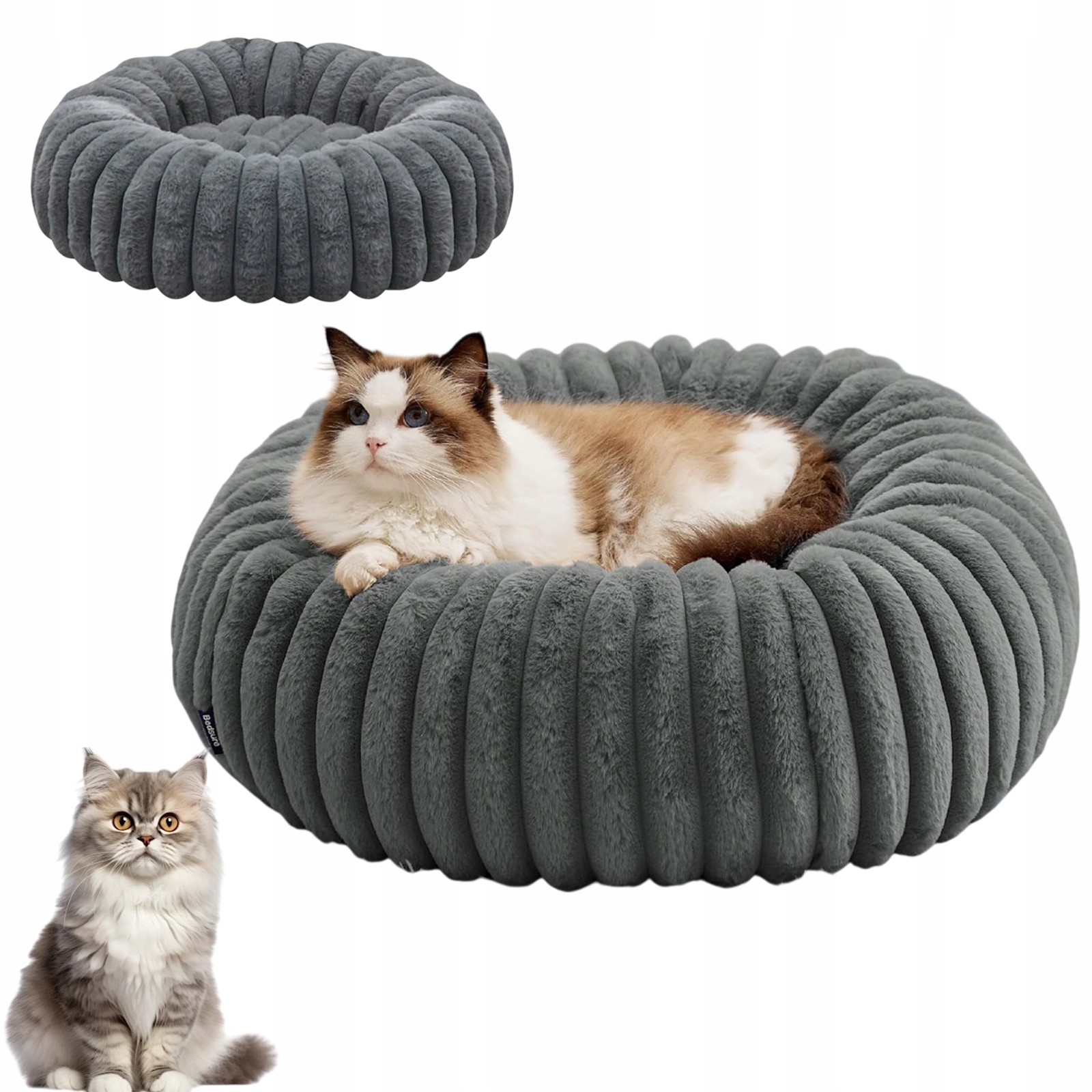 Levně Pelíšek Pro Kočky A Štěňata 50X50 CM Kulaté, Měkké, Komfortní, Šedé