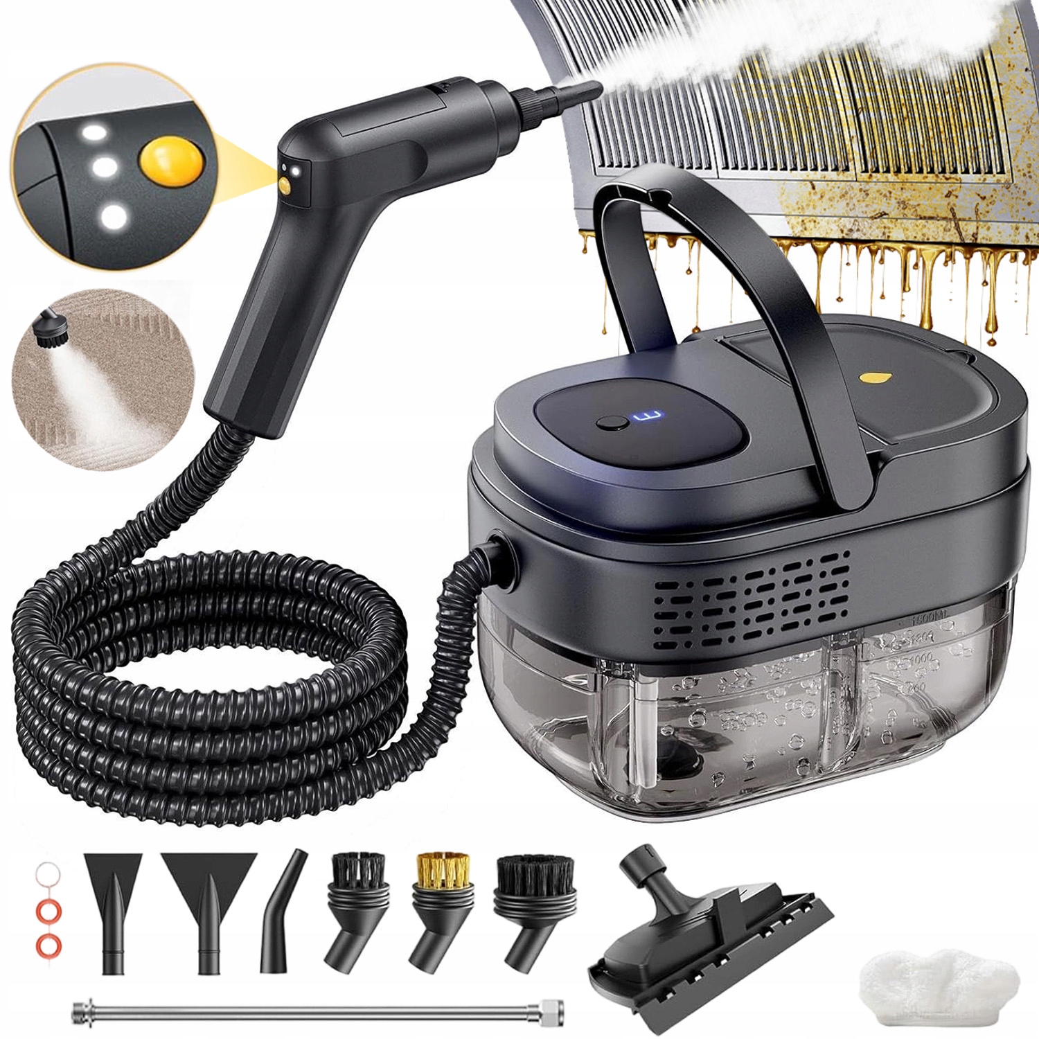 Přenosný Ruční Vysokotlaký Parní Čistič 2500 W 3 Rychlosti, Odolný