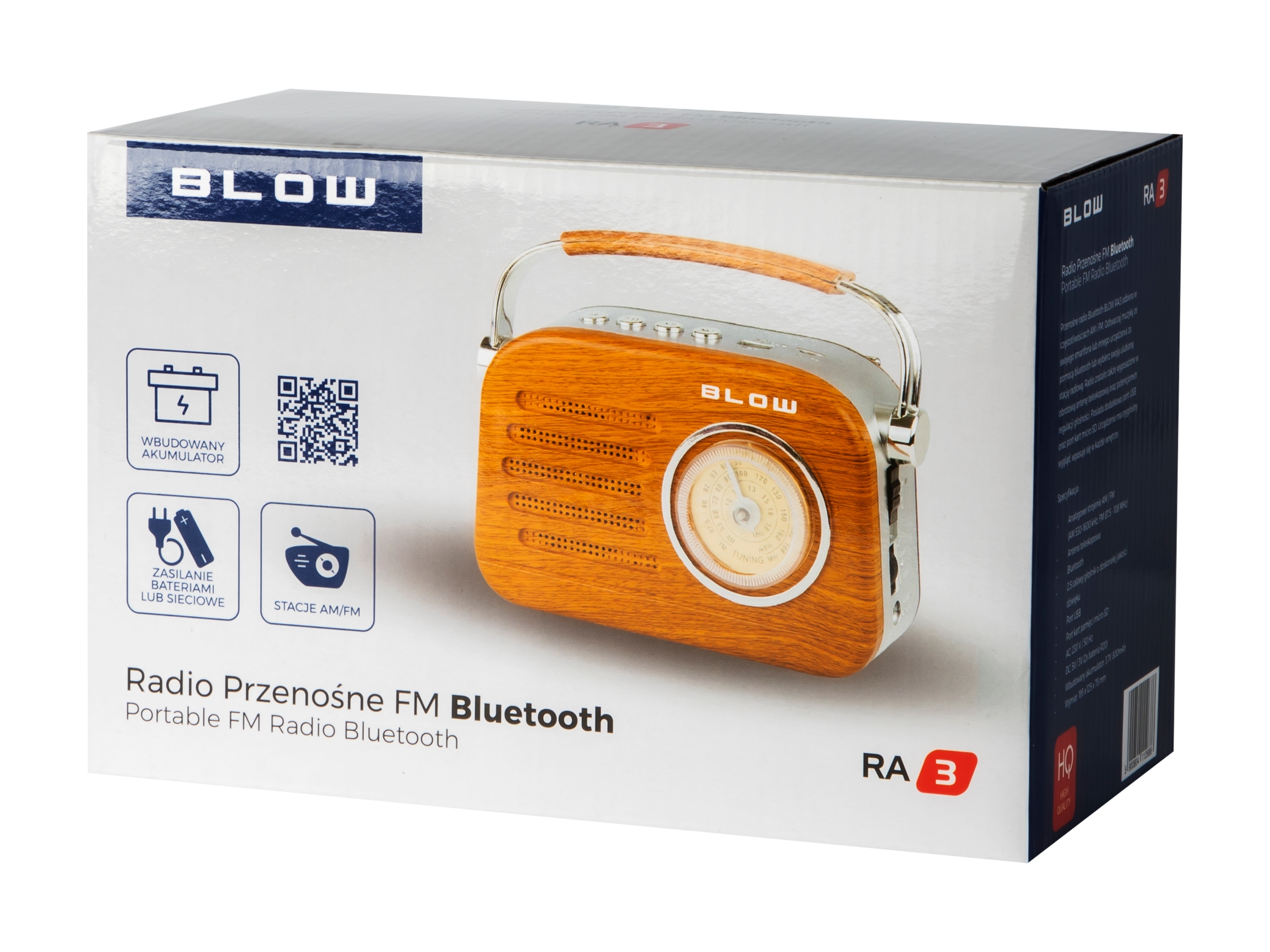 OUTLET Radio analogowe BLOW przenośne FM AM SW USB Kolor brązowy