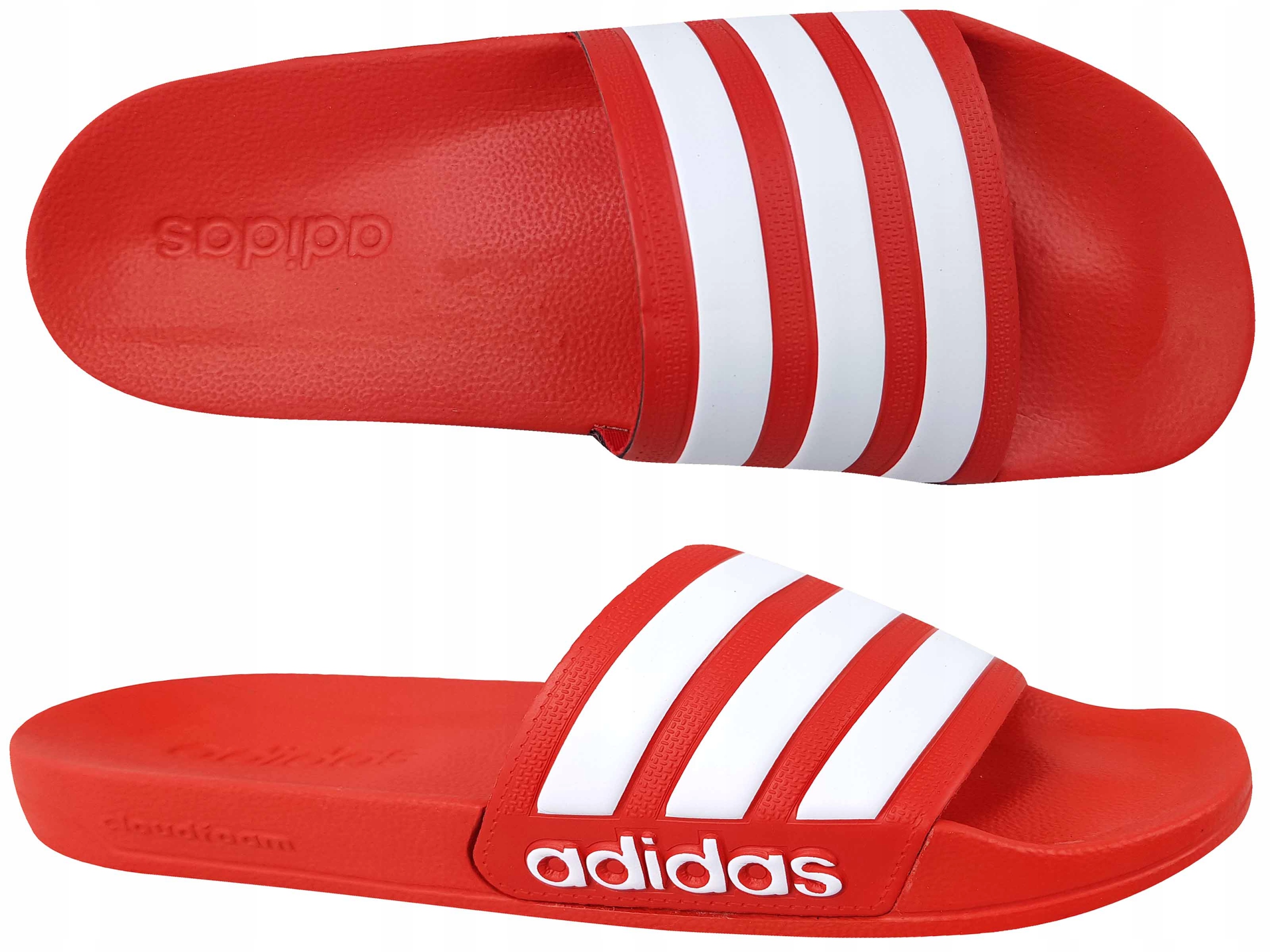 ADIDAS ADILETTE SHOWER KLAPKI BASEN PLAŻA CZERWONE Rozmiar 48,5