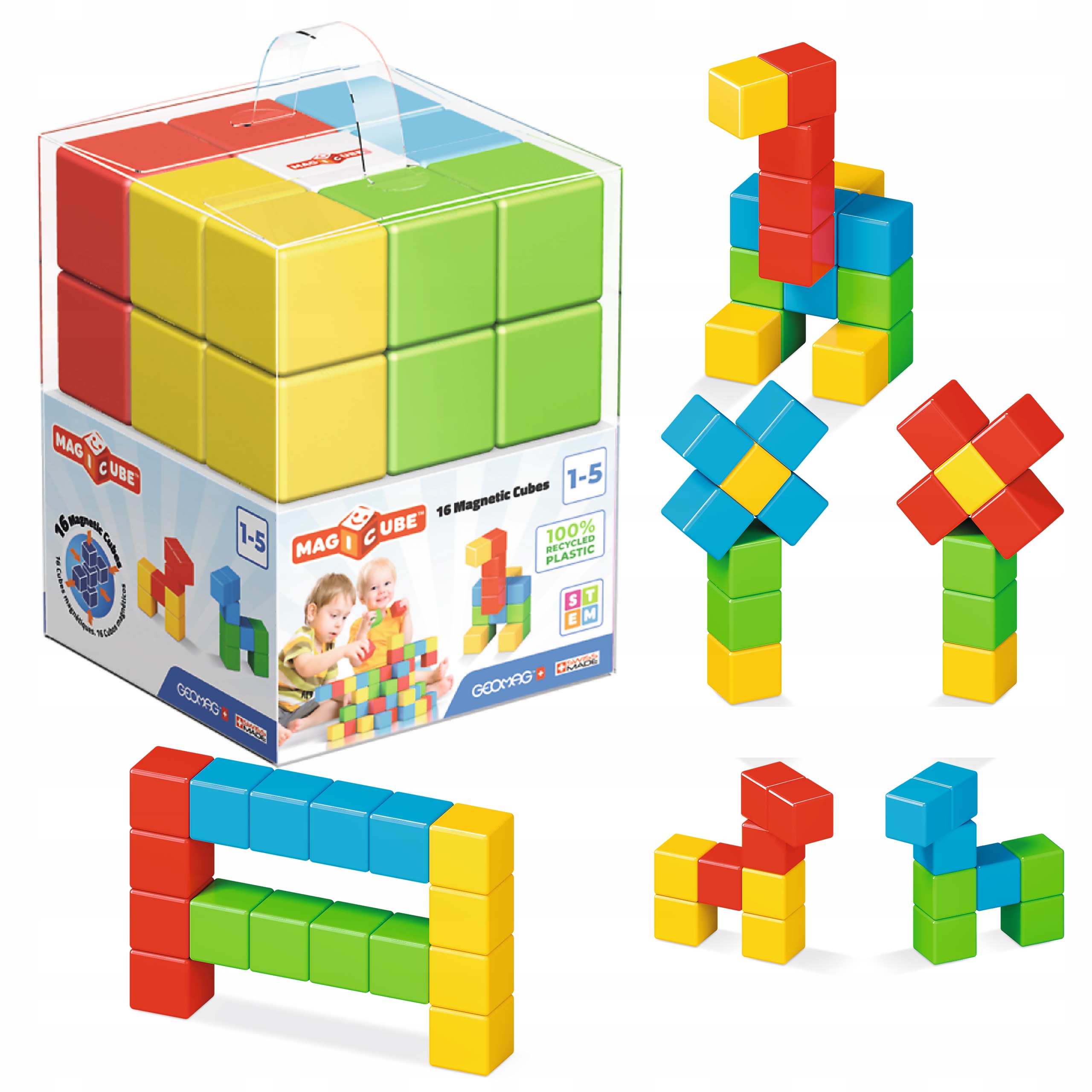 

Klocki magnetyczne Geomag 16 elem. magiczne kostki