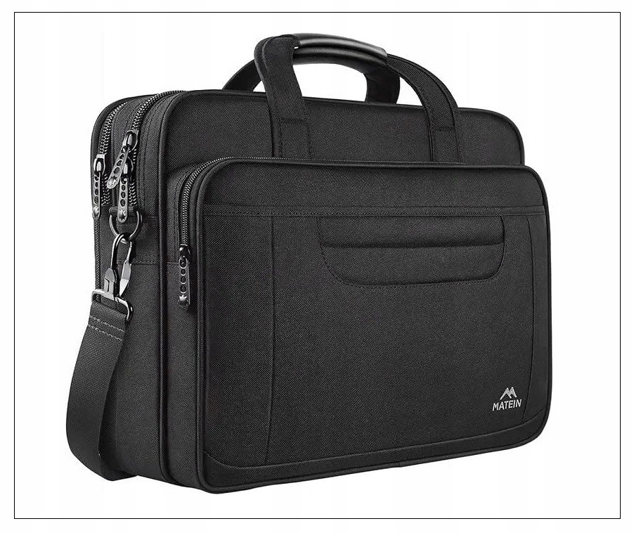Torba na laptopa Matein Biznesowa czarna 15,6" nylonowa 3 komory
