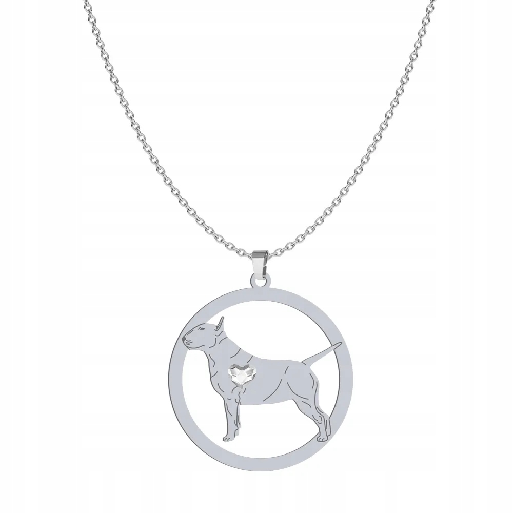 Stříbrný náhrdelník se psem Bulteriér Standard 925 Dárek Gravírování Bonus