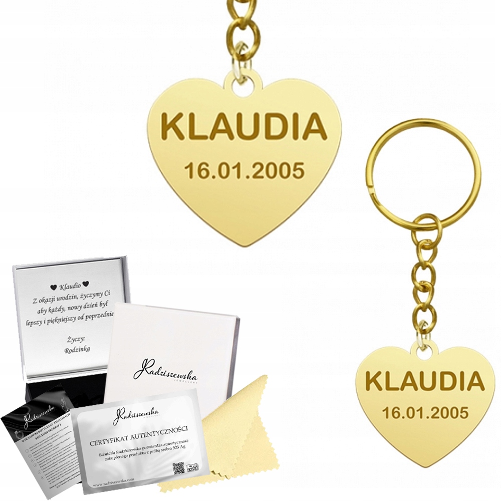 Přívěsek Na Klíče na klíče Zlaté srdce s gravírováním Dárek Stříbro 925 Den Žen