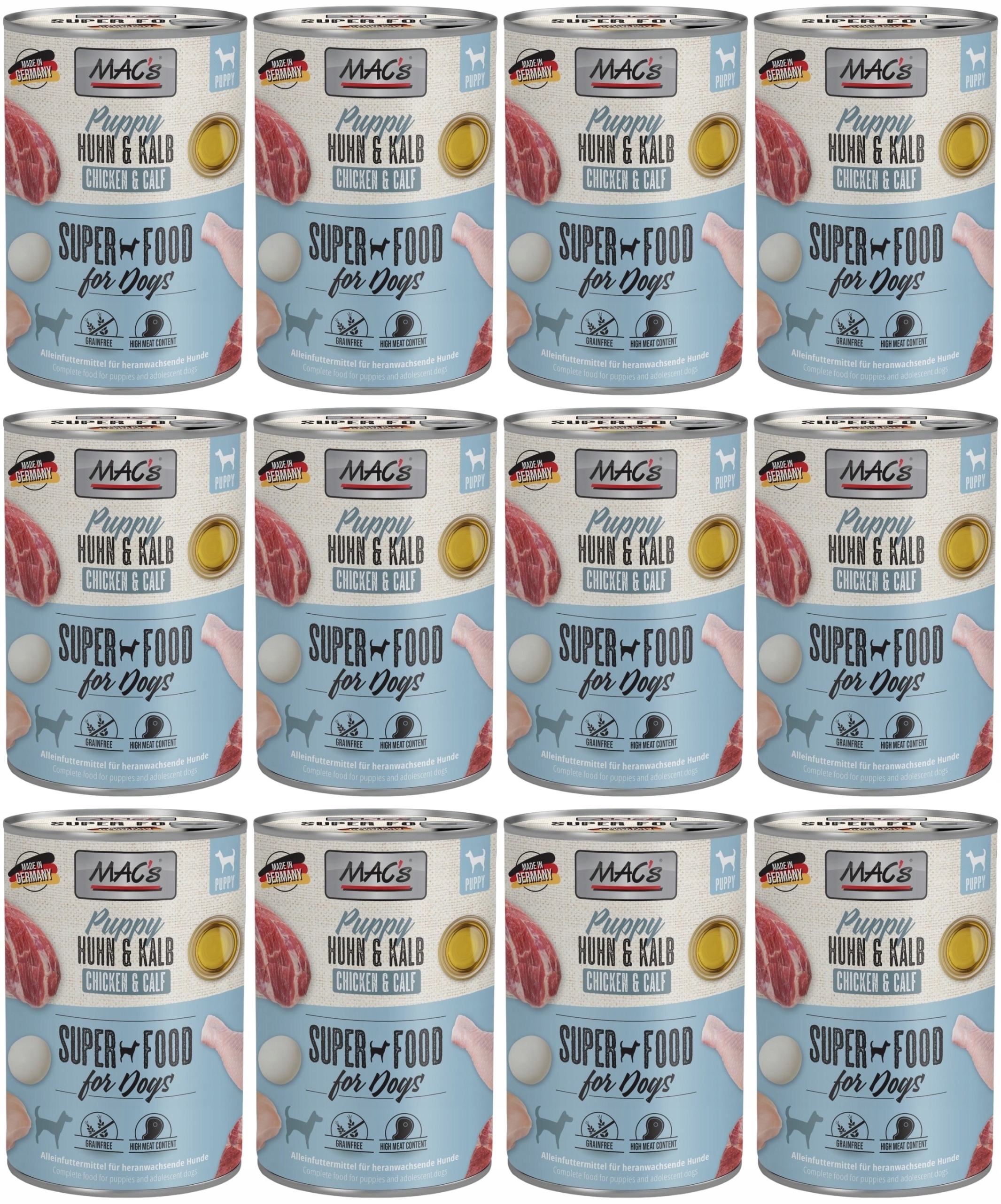 Levně MAC's Puppy Pejsek Kuře a telecí 12 x 400 g