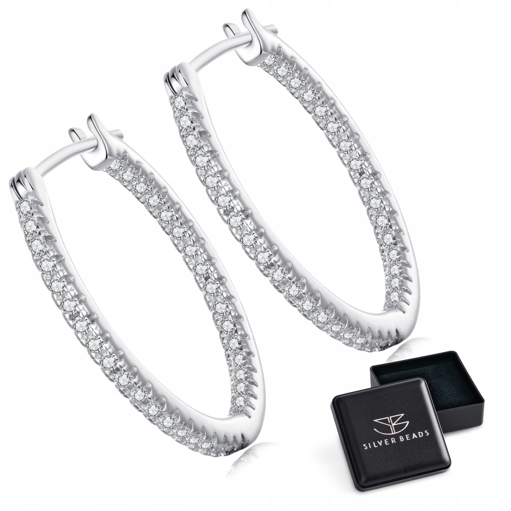 K708 Srebrne kolczyki kryształowe koła zatrzaski srebro 925 rozmiar M