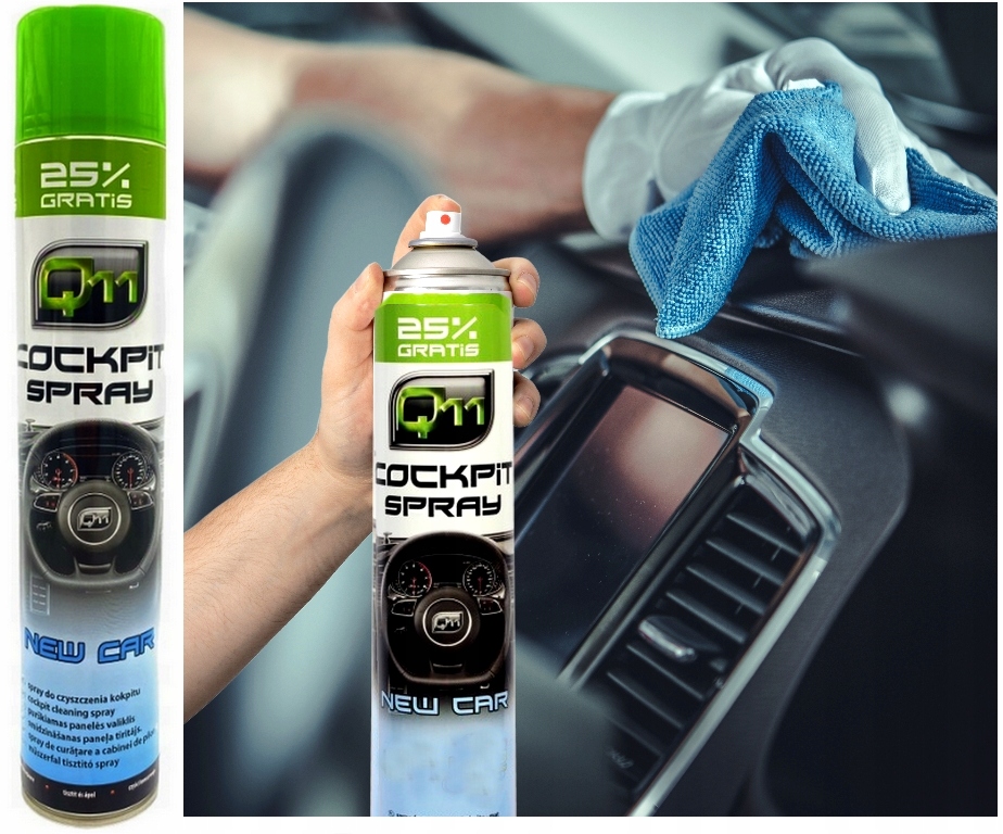 Spray do czyszczenia kokpitu plastiku Plak do samochodu Q11 750ml New Car