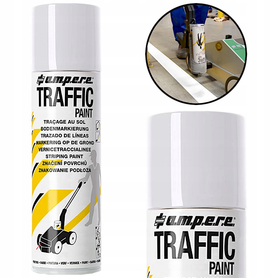 AMPERE Farba drogowa znakująca TRAFFIC 500ml 12szt Kolor biały