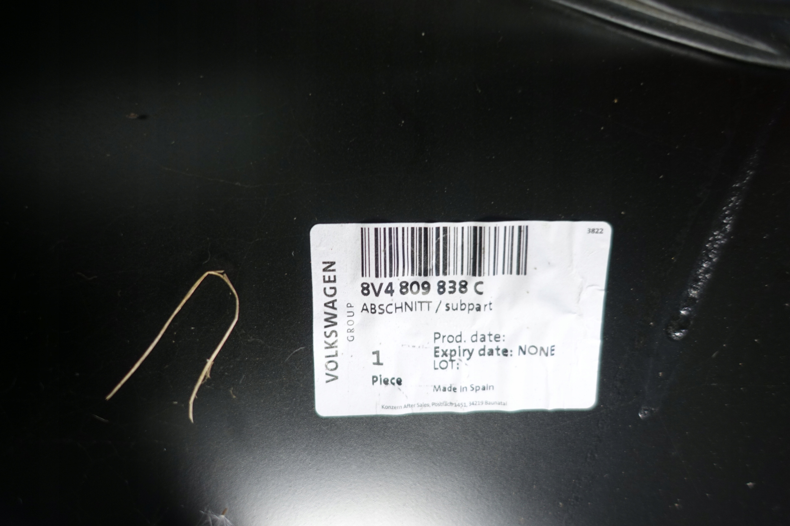 AUDI A3 8V 2013- side fender rear right rear part 8V4809838C