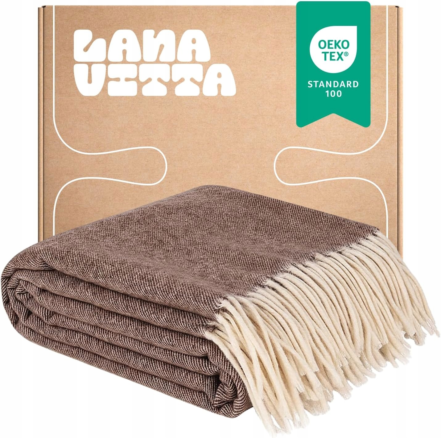 Vlnená deka Steppe 100 % Austrálska vlna Merino Hnedá 140х200 cm