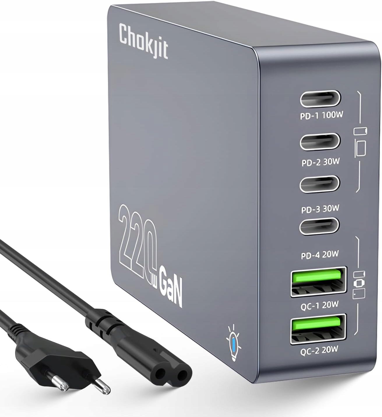 Ładowarka Stacja Ładująca Wieloportowa Chokjit 6-PORTOWA Mocna +kabel Gan