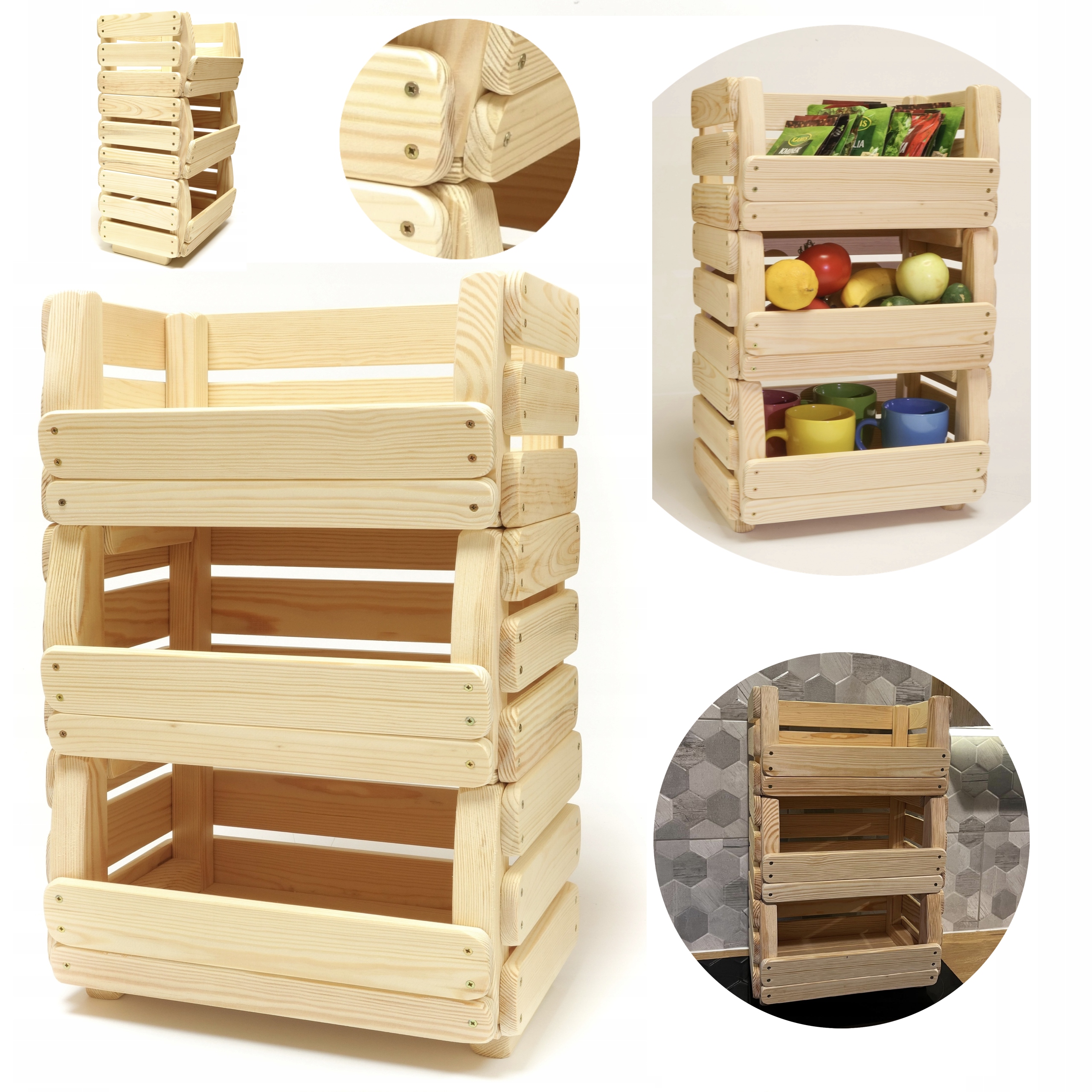 Krabice Regál na zeleninu, ovoce, dřevěný, na pracovní desku