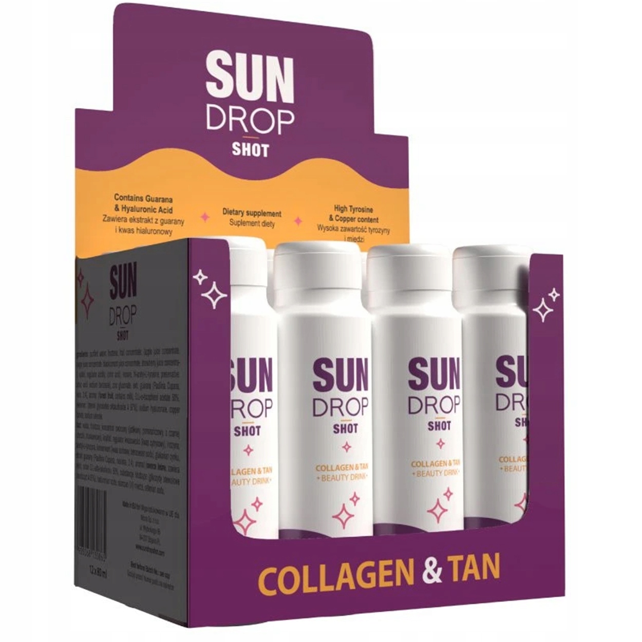 Sada 12 x Shot na opalování Sun Drop Collagen Tan Beauty Drink na pití