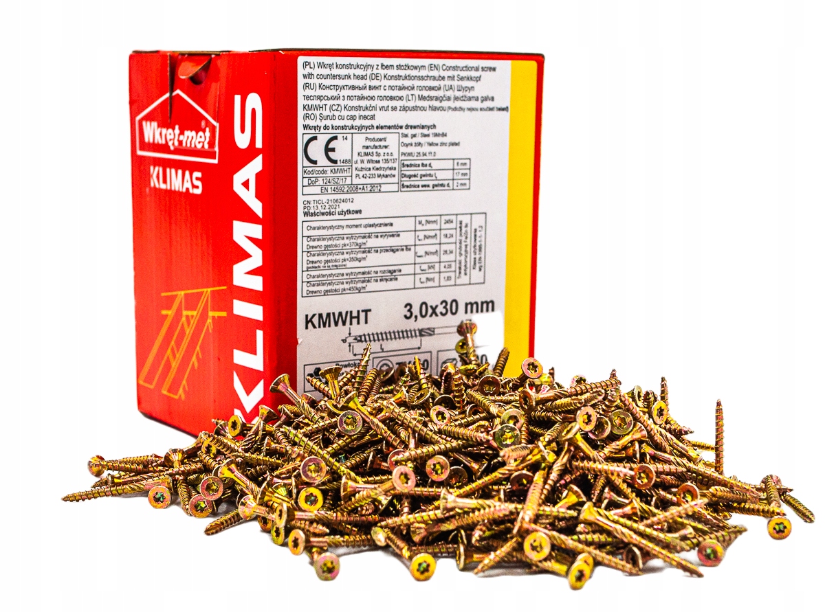 WKRĘTY CIESIELSKIE DO DREWNA 3x30 mm TORX 500szt