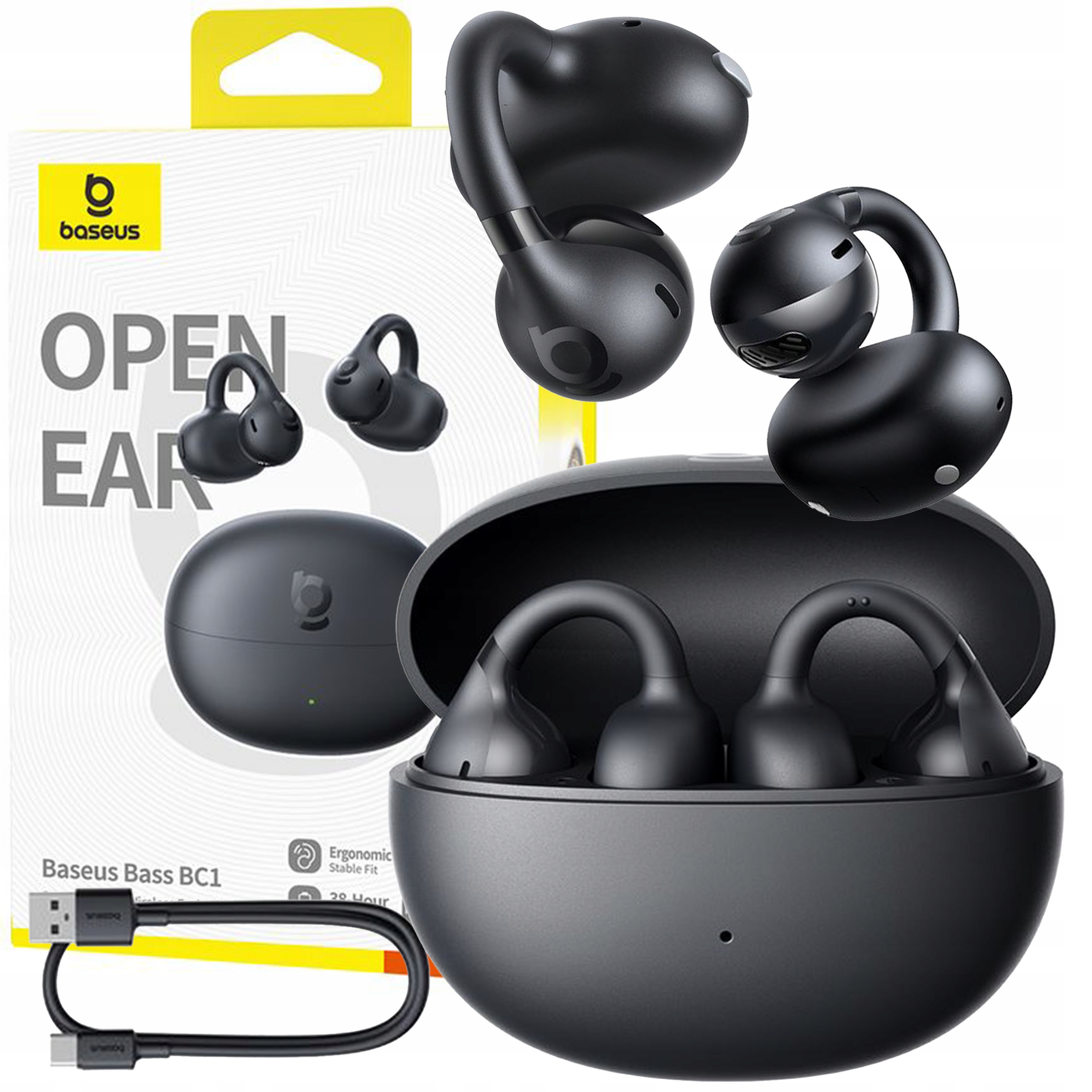 Baseus Bezdrátová Bluetooth Sluchátka Ows Bass BC1 S Klipem Otevřená