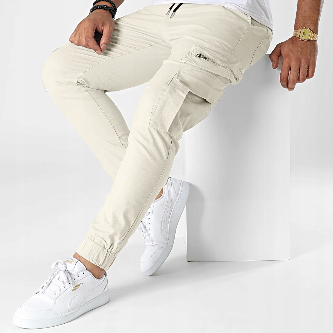 Joggery Jeansy Spodnie Bojówki Męskie Casual