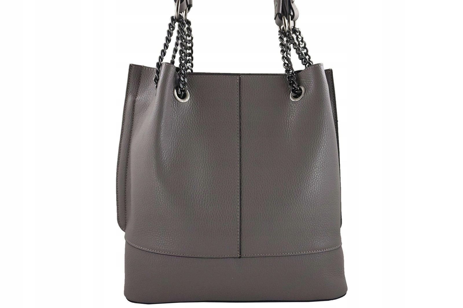 Módní dámská kožená kabelka shopper Šedá