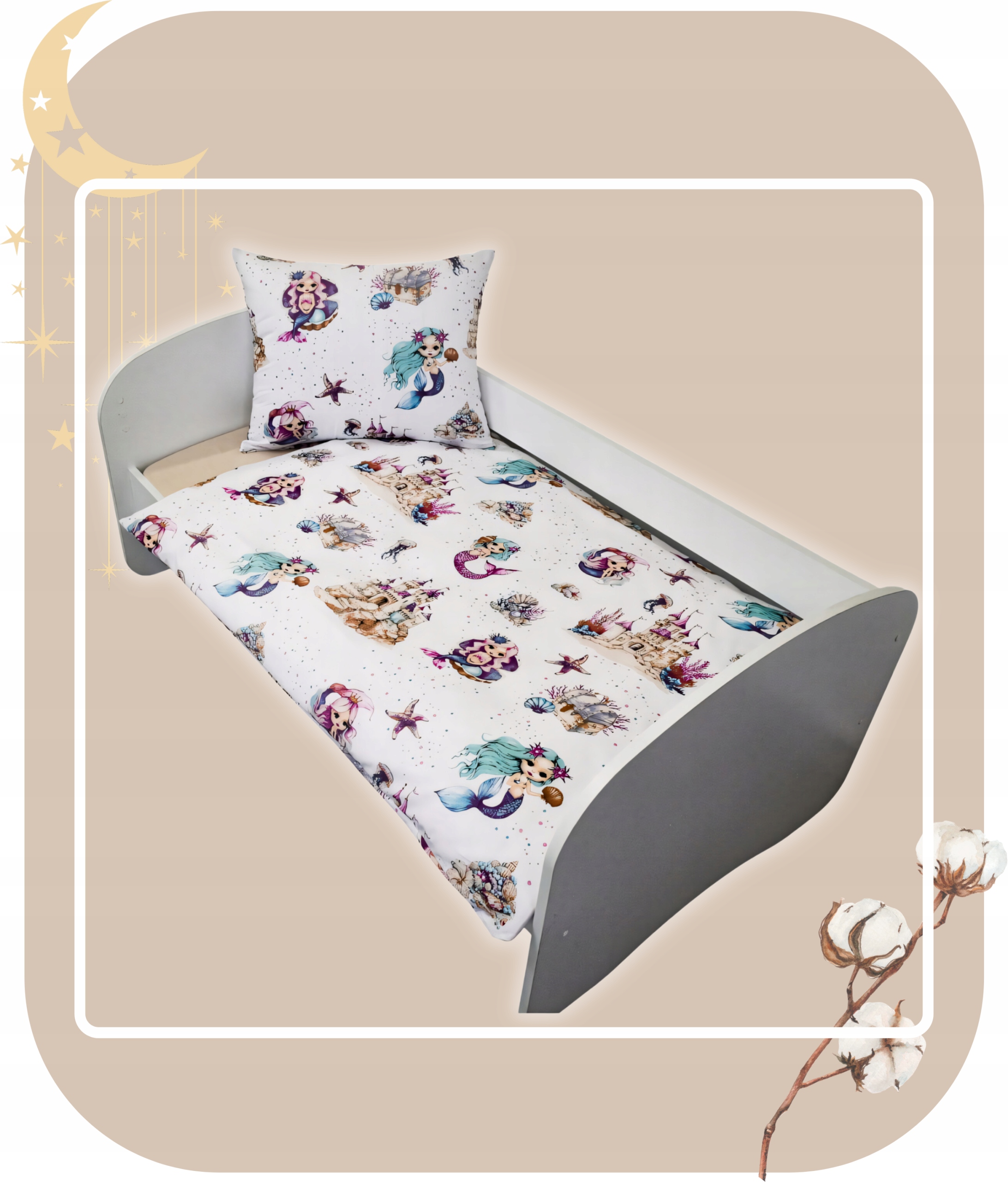 Pościel Dziecięca 120x160 + 50x70 Syrenki Produkt Polski Wysoka Jakość Marka Głęboki Sen