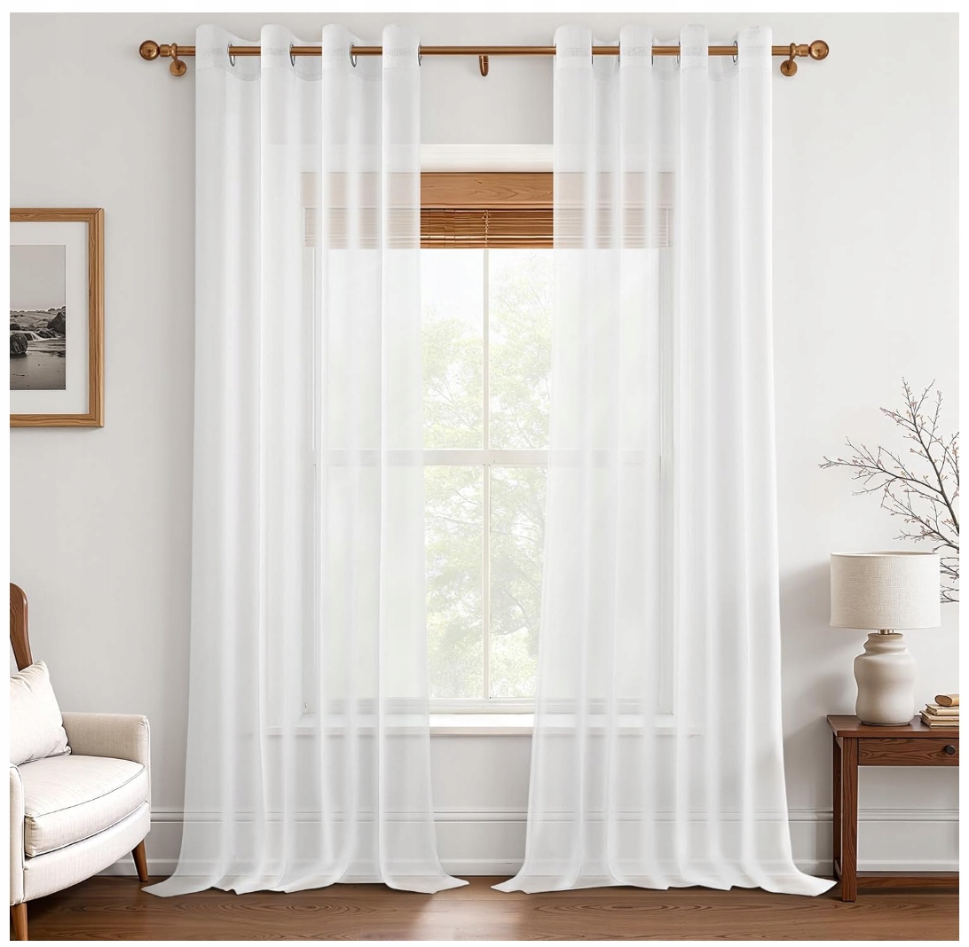 Záclony do ložnice obývacího pokoje bílé 140x230 cm sada 2 kusů oka len