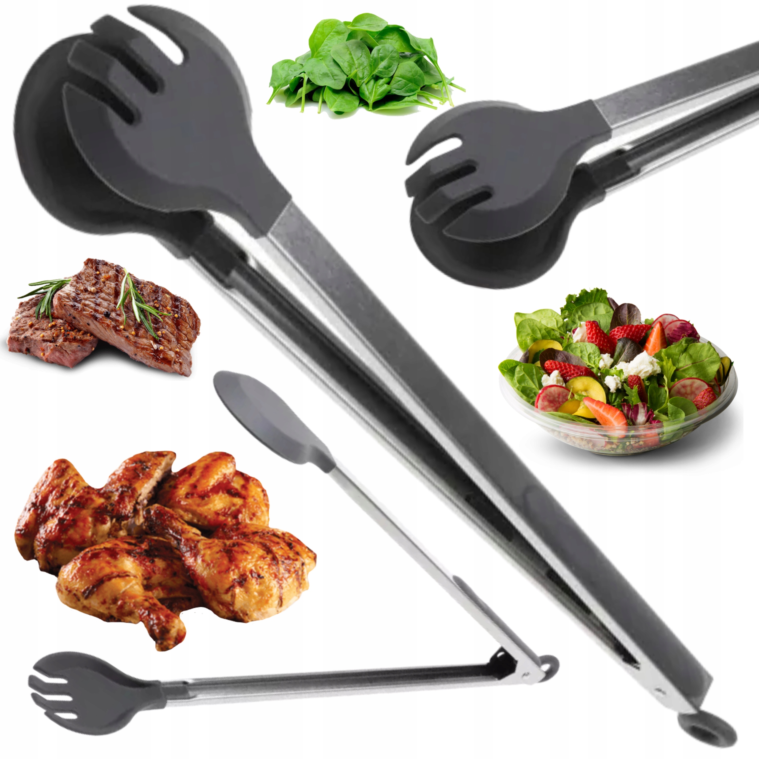 SZCZYPCE SILIKONOWE KUCHENNE DO GRILLA MIĘSA ŁAPKI