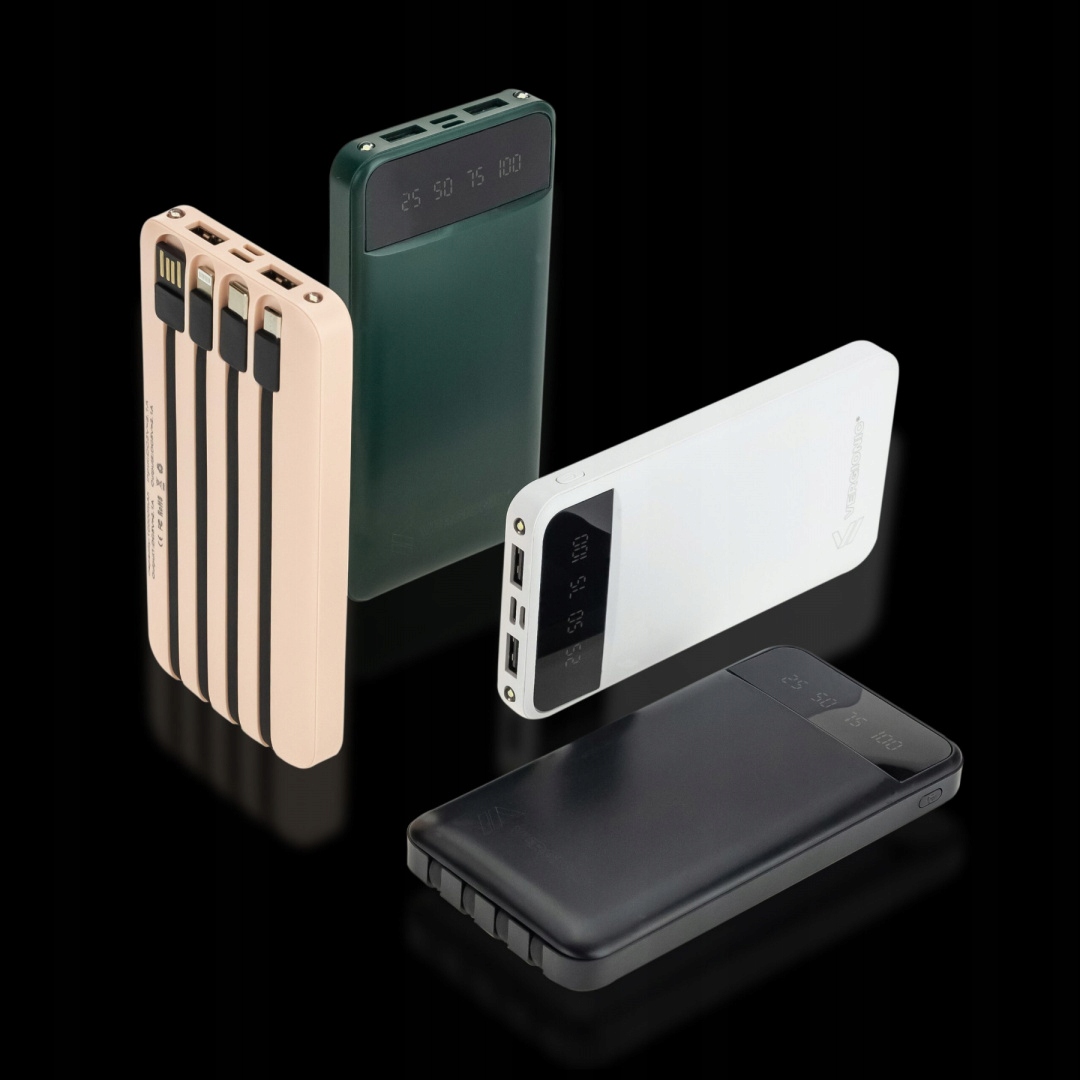 PowerBank 10 000 mAh 2,1A 4 przewody VERGIONIC Marka inna