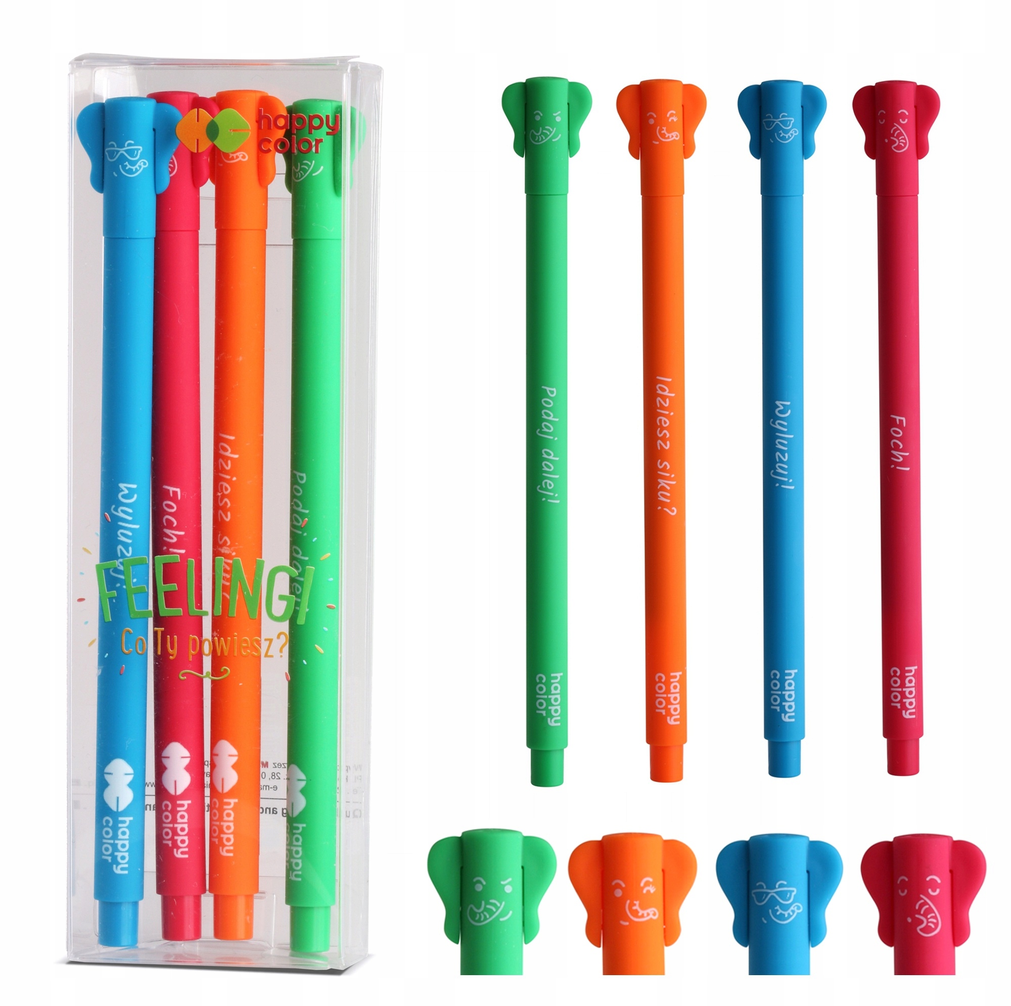 

Długopisy żelowe 4 szt 0.5mm Słoniki Happy Color