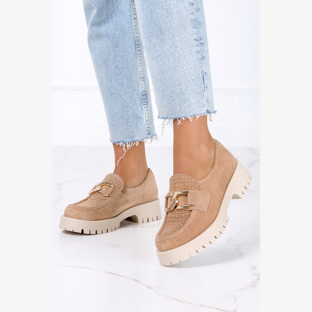 MOKASYNY DAMSKIE SKÓRZANE PÓŁBUTY PLATFORMA MODNE Oryginalne opakowanie producenta pudełko