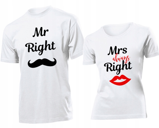 

Koszulki dla par Mr Right Mrs Always Right XXL